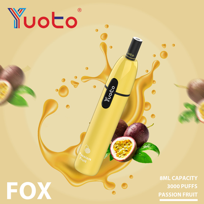 Fox 3000 Puffs Yuoto Ξαναχρησιμοποιήσιμο E τσιγάρο Φίλτρο χαρτιού 5% Nic