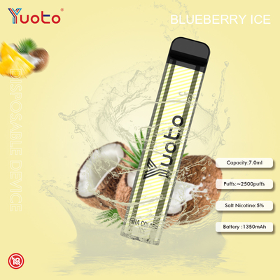 Yuoto 23 γεύσεις 7.0ML 2500 μίας χρήσης νικοτίνη μπαταριών 5% Vape 1200MAh ριπών