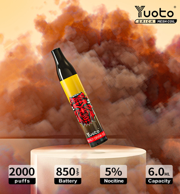 Αρχικό Yuoto το 2000 ξεφυσά τη μίας χρήσης μάνδρα Vape ε-τσιγάρων μπαταριών 850mAh χυμού σπειρών 6ml Ε πλέγματος Vape