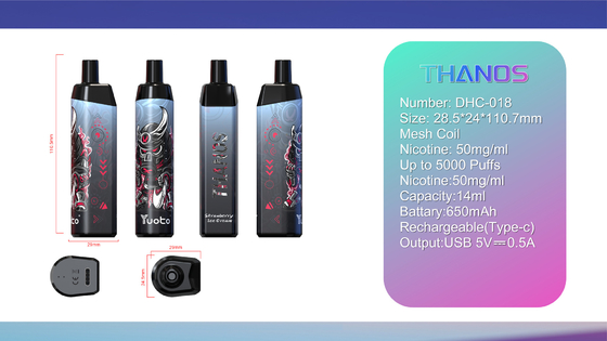 2022 New Arrival Ηλεκτρονικό τσιγάρο μιας χρήσης Vape 14ml E-Liquid 650mAh Μπαταρία Grape Ice για διανομείς Puff