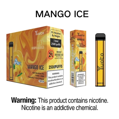 Yuoto Electronic Cigarette Vape Pen 2500 Puffs XXL Mango Ice 1200mAh 5% Νικοτίνη