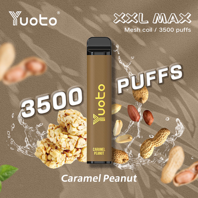 άρωμα καραμέλας penuts Yuoto xxl Max 3500 Puffs Μίας χρήσης Vape pod Mesh Coils Δερμάτινη επιφάνεια 9ml