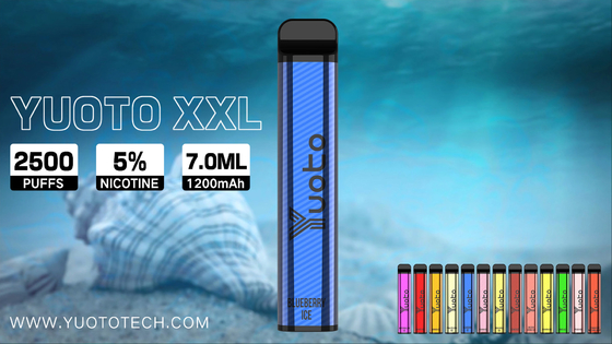 Yuoto XXL 2500 Puffs Ατμόλουτρο μιας χρήσης ναργιλέ με 7ml E-Liquid μπαταρία 1200mAh απευθείας από το εργοστάσιο της Κίνας