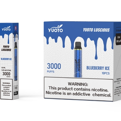Νέος τύπος Ηλεκτρονικού τσιγάρου Yuoto Vape 3000 Puffs Blueberry 1350mAh Μπαταρία 8ml E Juice