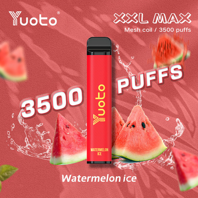 άρωμα καρπούζι Yuoto xxl Max 3500 Puffs Vaporizer μιας χρήσης Mesh Coils Δερμάτινη επιφάνεια 9ml