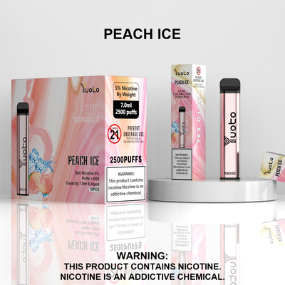 2500 Puffs Μίας χρήσης Vape Pod Peach Flavor Yuoto XXL Coil 7ml Ejuice 1200mAh Battery from China Factory