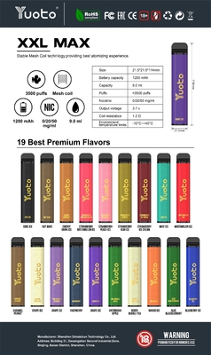 μάνγκο με γεύση πάγου Yuoto xxl Max 3500 Puffs ατμοποιητής μιας χρήσης Mesh Coils Δερμάτινη επιφάνεια 9ml