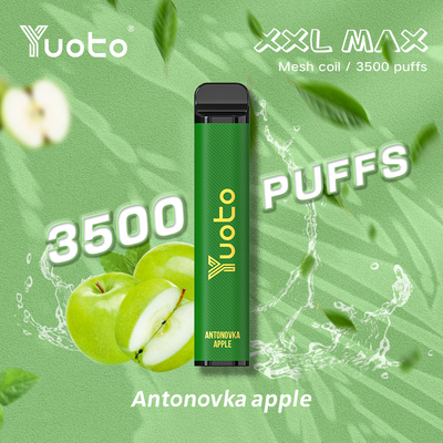 άρωμα μήλου Yuoto xxl Max 3500 Puffs Μίας χρήσης Vape e cigarette Mesh Coils Δερμάτινη επιφάνεια 9ml