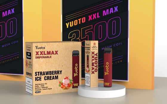 μάνγκο με γεύση πάγου Yuoto xxl Max 3500 Puffs ατμοποιητής μιας χρήσης Mesh Coils Δερμάτινη επιφάνεια 9ml