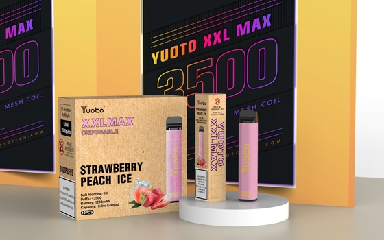 Strawberry Peach με γεύση πάγου Yuoto XXL Max 3500 Puffs Electric Vape Pen με διχτυωτό πηνίο