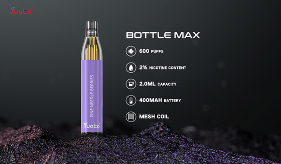 20mg νικοτίνη 600 μπουκάλι Max, μίας χρήσης Vape 2% πλέγματος νικοτίνη ριπών YUOTO σπειρών TPD
