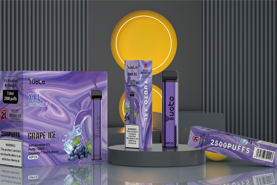 7ml 2500 ριπές μίας χρήσης Vape, εξωτερική διάμετρος αρσενηκού σπειρώματος cOem μανδρών Yuoto Xxl Vape γεύσεων φρούτων