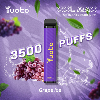 η νικοτίνη XXL MAX 3500 5% 2% ξεφυσά τη μίας χρήσης Vape σπείρα πλέγματος πάγου σταφυλιών Yuoto