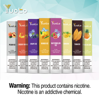 16 γεύσεις 1500 ριπές Vape 5.0ml προ γεμίζουν το προ εμπορικό σήμα Yuoto δαπανών χυμού Ε