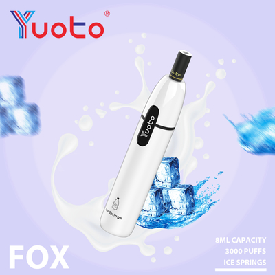 Fox 3000 Puffs Yuoto Ξαναχρησιμοποιήσιμο E τσιγάρο Φίλτρο χαρτιού 5% Nic