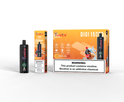 Αναφορτιζόμενο Yuoto DIGI 15000 Puffs Double Mesh Coil Vape 22 γεύσεις Επίπεδο καυσίμου μπαταρίας Ul