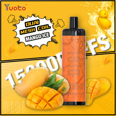 YUOTO κατασκευαστής DIGI 15000 Puffs Daul Mesh Coil Vape ρυθμιζόμενη ροή αέρα MTL και DTL