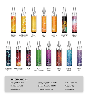 Φορολογήσιμες Yuoto φυσαλίδες τύπων Γ, 4500puff Dispossble Ecigratetes Vape