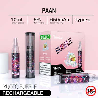 Η φυσαλίδα 4000puffs 650 Yuoto mah 10ml επανακαταλογηστέο πλέγμα vape yuoto μίας χρήσης κουλουριάζει μη οδηγημένη αποσύνδεση