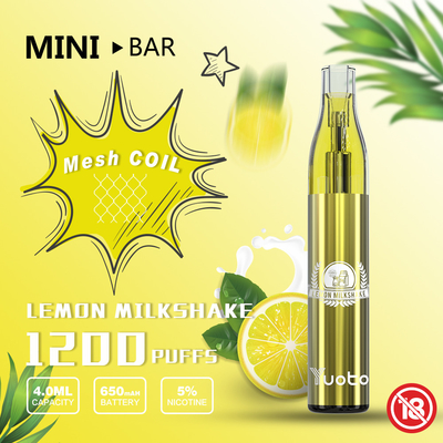 YUOTO Minibar 1200 ριπή μίας χρήσης Vape 15 μπαταρία 650mAh χυμού 4.0ml γεύσης Ε
