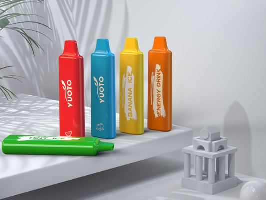 Yuoto 2-5%Mg 1500 ριπών μίας χρήσης Vape 800mAh εμφάνιση γραμμών μπαταριών τετραγωνική