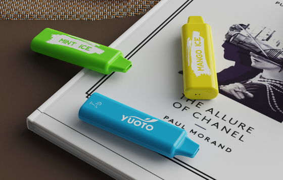 Yuoto 2-5%Mg 1500 ριπών μίας χρήσης Vape 800mAh εμφάνιση γραμμών μπαταριών τετραγωνική