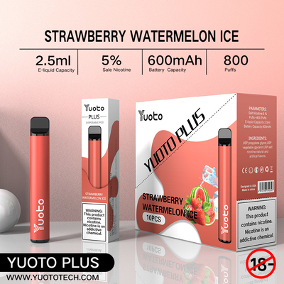 Yuoto 800 ριπές Vape με την περιοχή Origal 11 γεύσεων 2,5 μιλ. ικανότητας χυμού