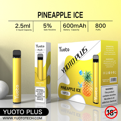 Yuoto συν τη μίας χρήσης Ε Cig Vape 100% αρχική 800 ριπή 7W-12W 3.5V