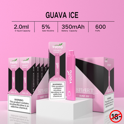 Vaper στον καπνίζοντας πάγο γκοϋαβών συστημάτων λοβών Yuoto έξυπνο μίας χρήσης 600 ριπές 12 χρώματα