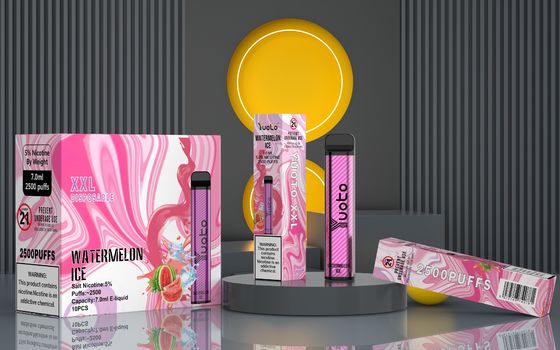 Η διευθετήσιμη ροή αέρος XXL 2500 συσκευή 7ML Vape ριπών ενσωμάτωσε το λοβό 1200mah