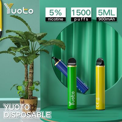 Yuoto 5 μίας χρήσης νικοτίνη ε υγρό 900mah vapes 5ml 5% 1500puffs